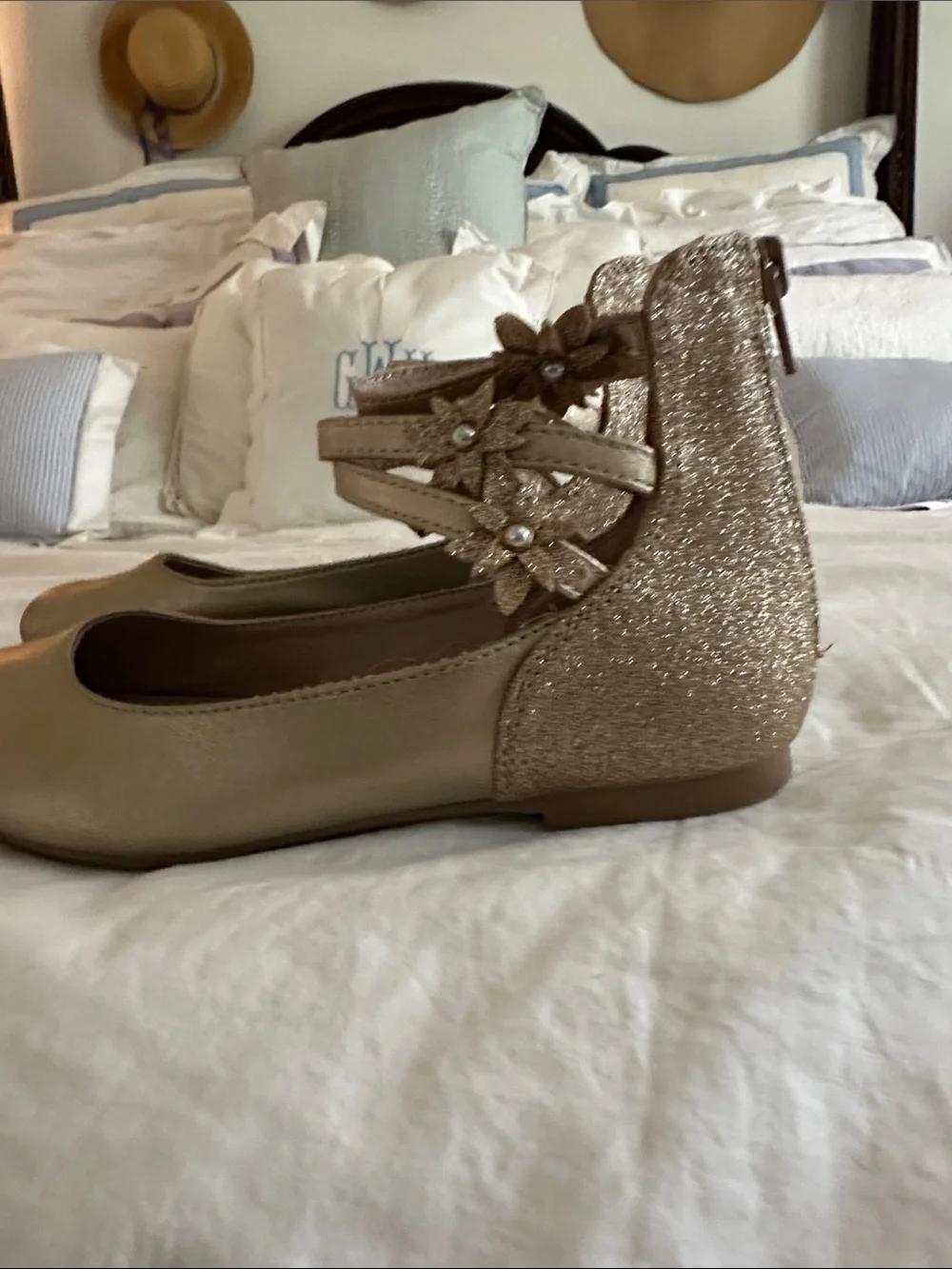 Self Esteem Girls Metallic Gold Mary Jane Flats